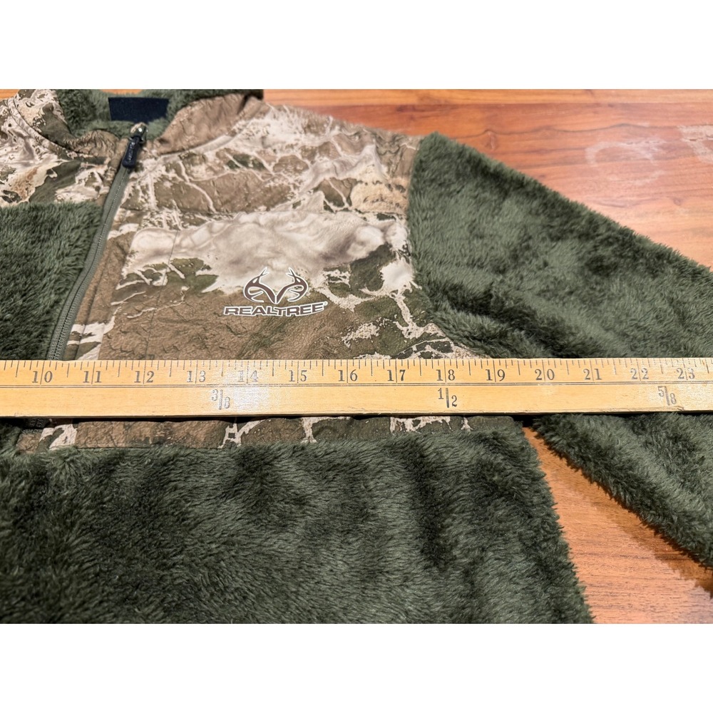 Realtree Mens M Sherpa Fleece Pullover Olive Green Camo 1/4 Zip Hunting - Picture 7 of 9